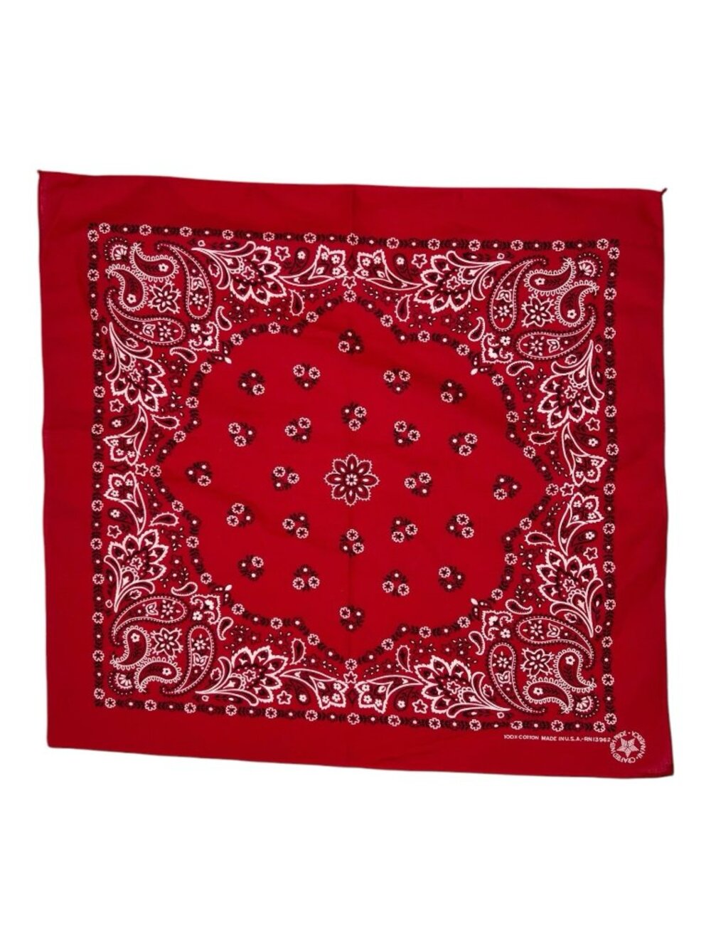 Vintage Wamcraft Bandana Red Paisley Handkerchief USA Made Cowboy Western